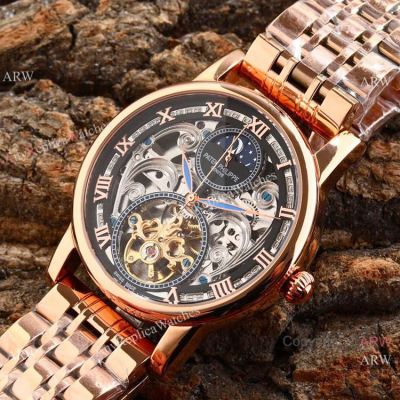 Copy Patek Philippe Grand Complication Rose Gold Skeleton Watch